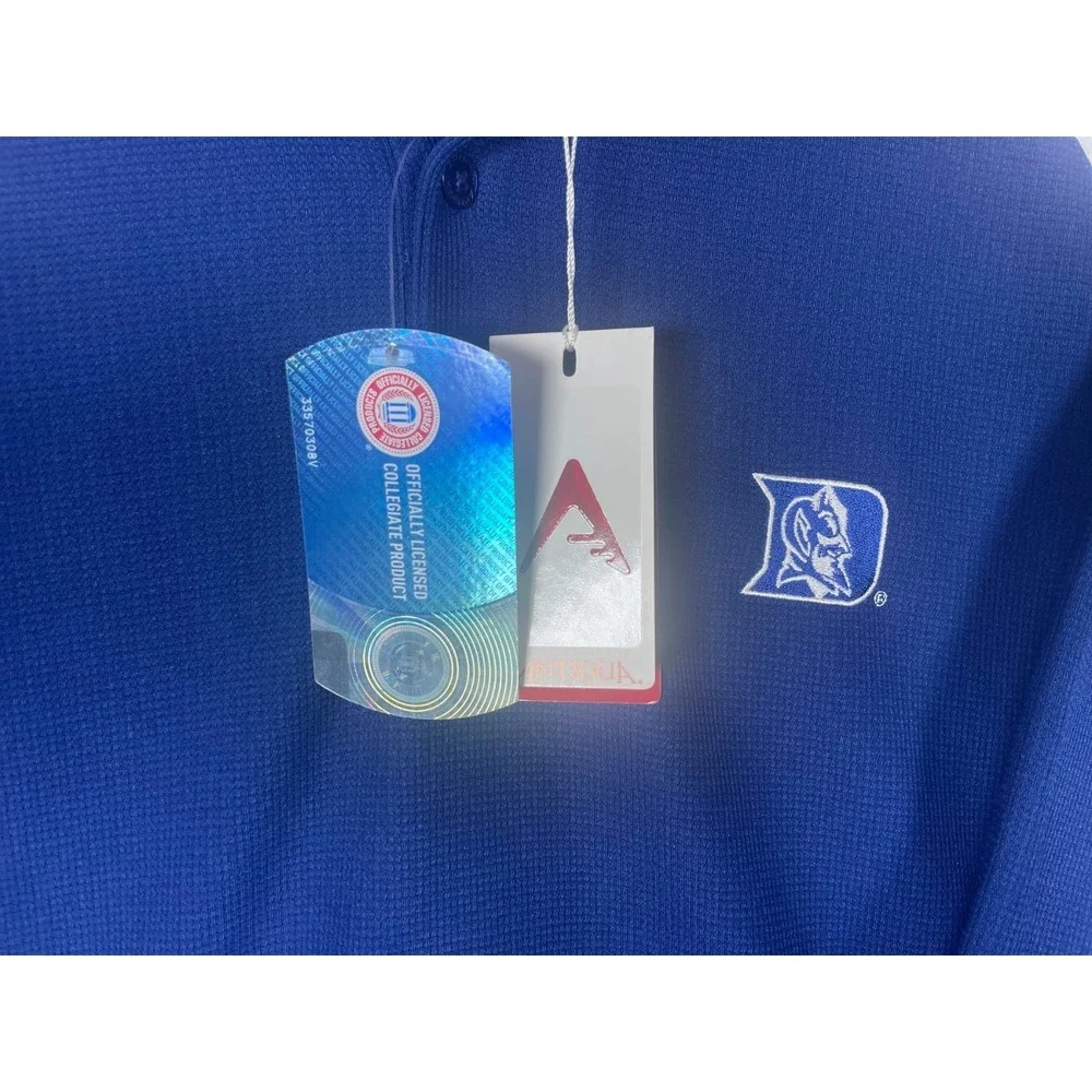 NWT Duke Blue Devils Antigua Men's Polo Shirt Blue White Size Large - Picture 3 of 6